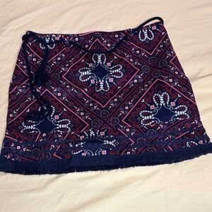 Nanette Lepore Patterned Mini Skirt in Navy and Red
